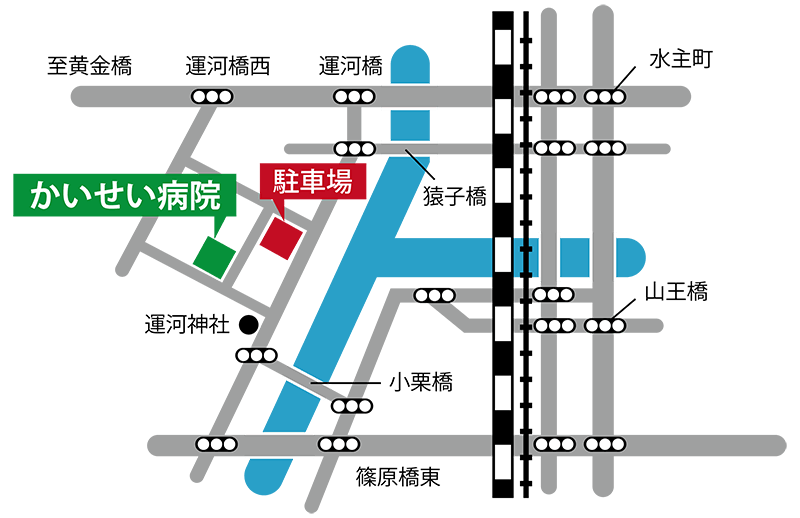 かいせい病院所在地図・駐車場